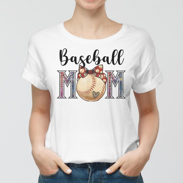 Baseball Mom Messy Bun Funny Baseball Mothers Day 2023 Women T-shirt