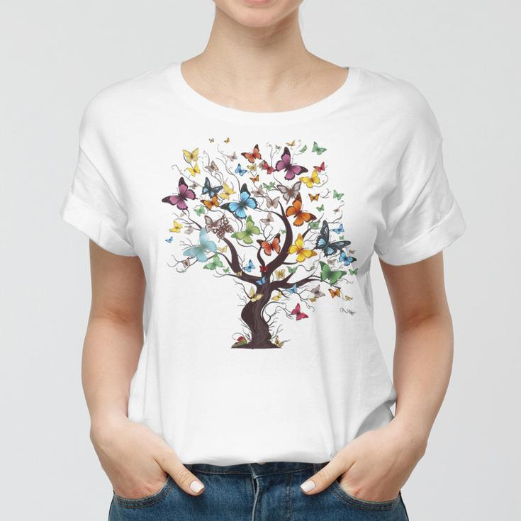 Beautiful Colorful Butterfly Tree Women T-shirt