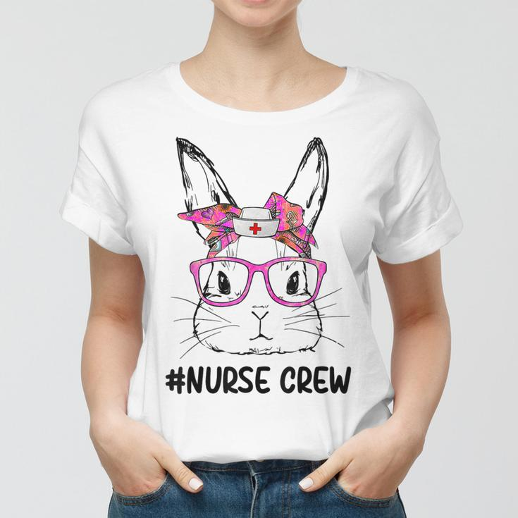 Cute Bunny Face Nurse Tie Dye Glasses Easter Day Nurse Crew Women T-shirt