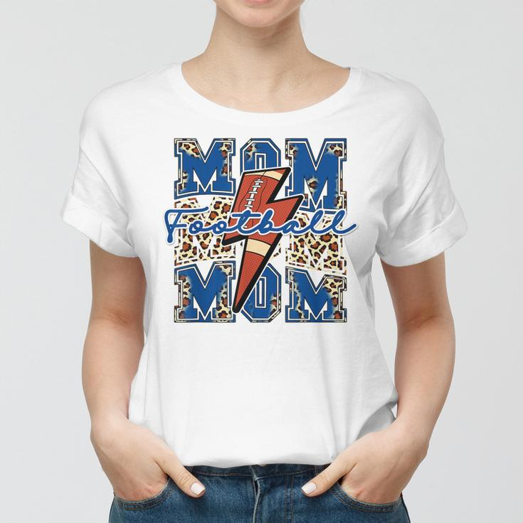 Football Mom Leopard Cheetah Print Mama Lightning Bolt Women T-shirt