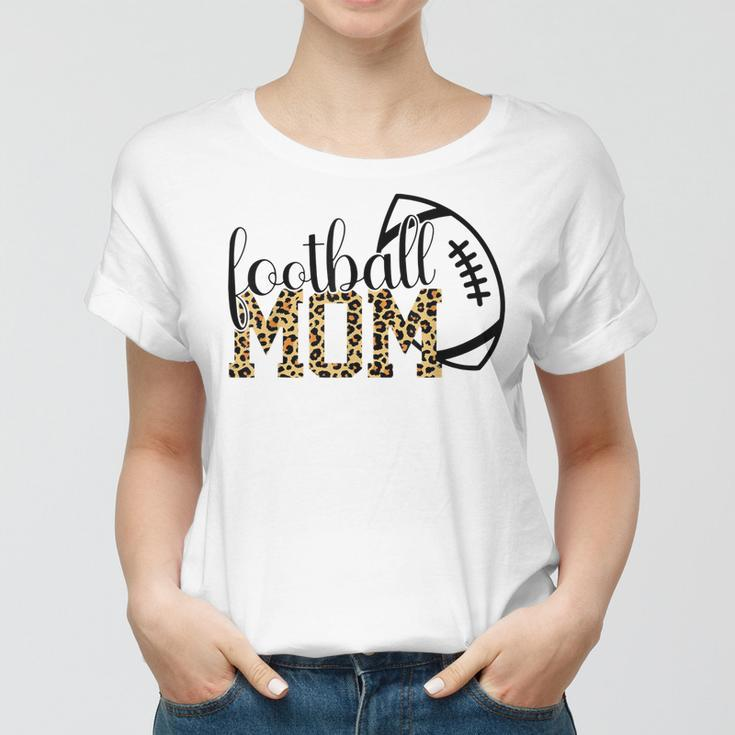 Football Mom Leopard Football Mama Game Day Football Womens Women T-shirt