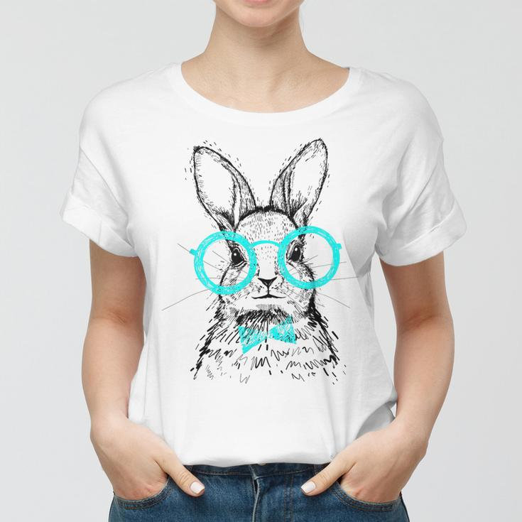 Funny Cute Bunny With Glasses Hipster Stylish Rabbit Women Women T-shirt