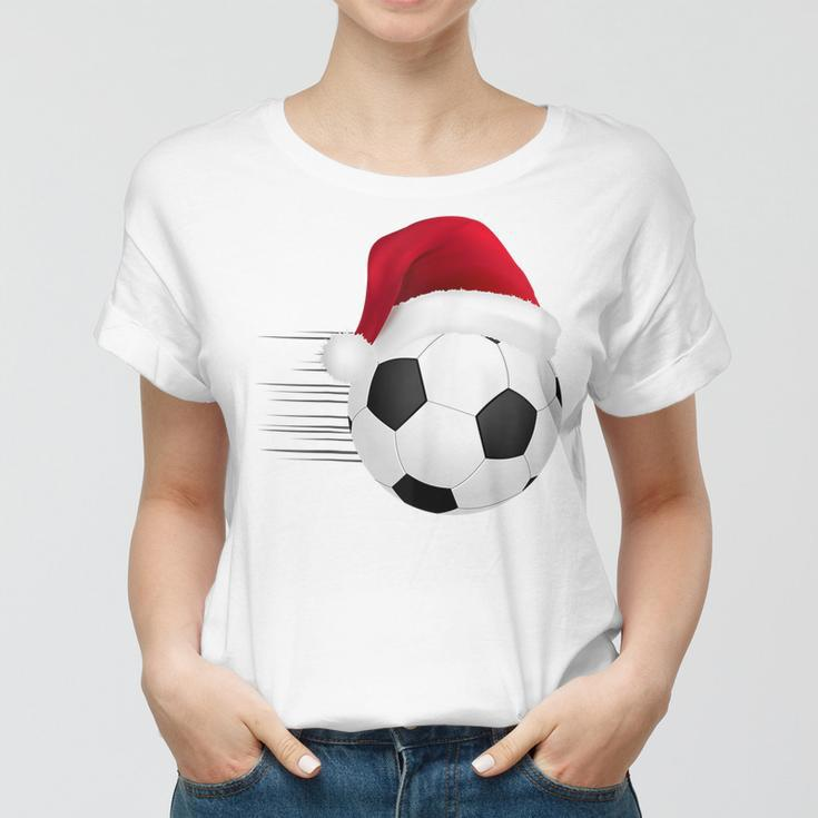 Fußball-Fußball-Weihnachtsball Weihnachtsmann-Lustige Frauen Tshirt