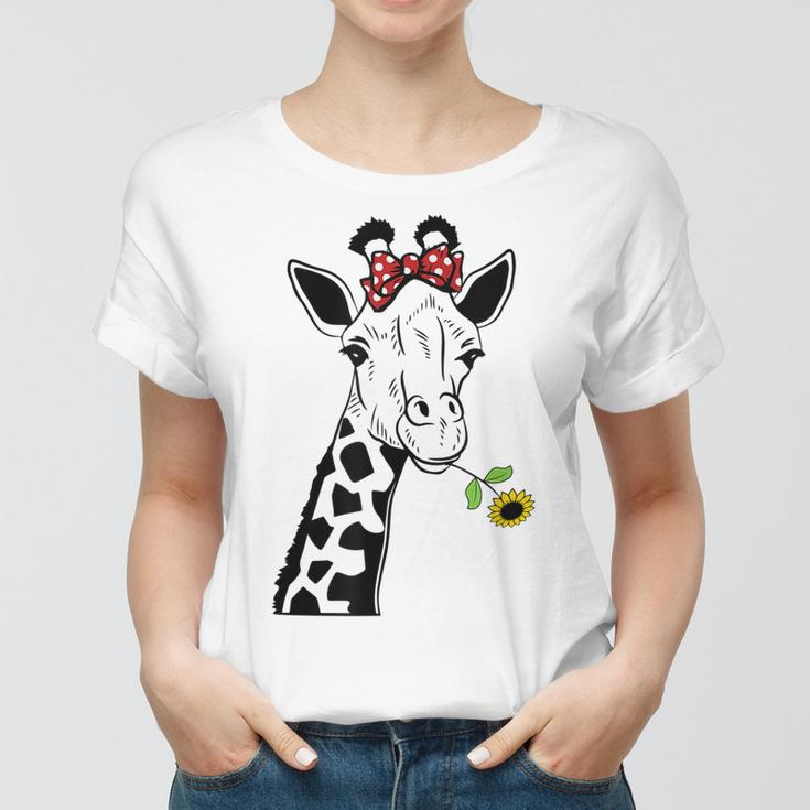 Giraffe With Sunflower Women T-shirt
