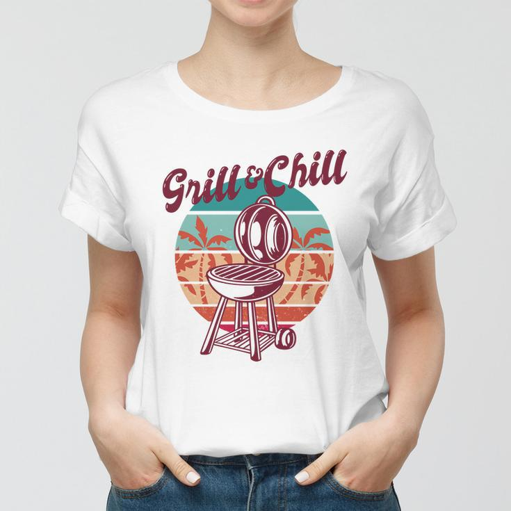 Grill And Chill Vacation Retro Sunset Women T-shirt