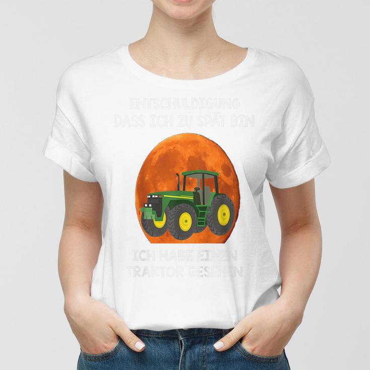 Kinder-Frauen Tshirt Entschuldigung, Zu Spät Wegen Traktor, Lustiges Traktor-Motiv Tee