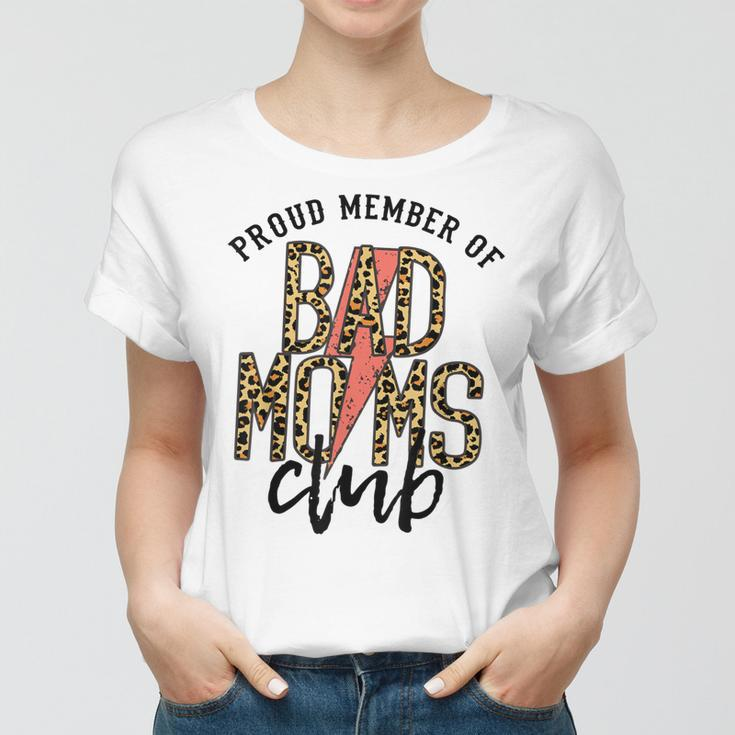 Leopard Proud Member Of Bad Moms Club Lightning Bolt Western Women T-shirt