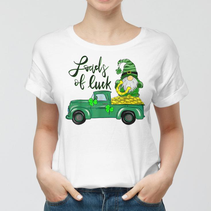 Loads Of Luck Truck Gnome St Patricks Day Shamrock Clover Women T-shirt