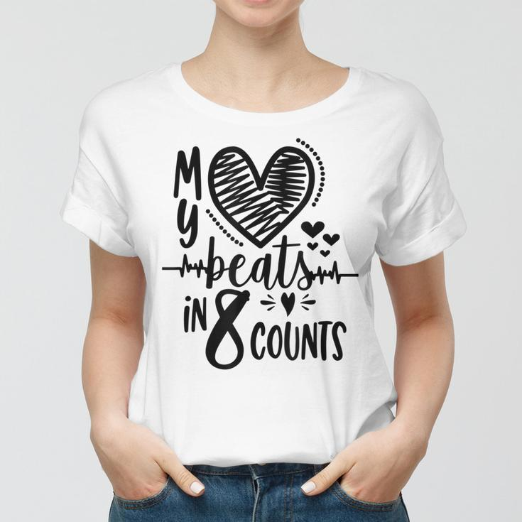 My Heart Beats In 8 Counts | Cheerleader Women T-shirt