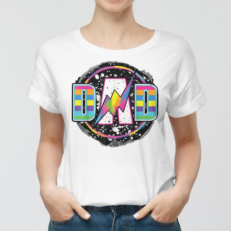Retro Dad Lightning Bolt Rainbow Fathers Day Vintage Women T-shirt