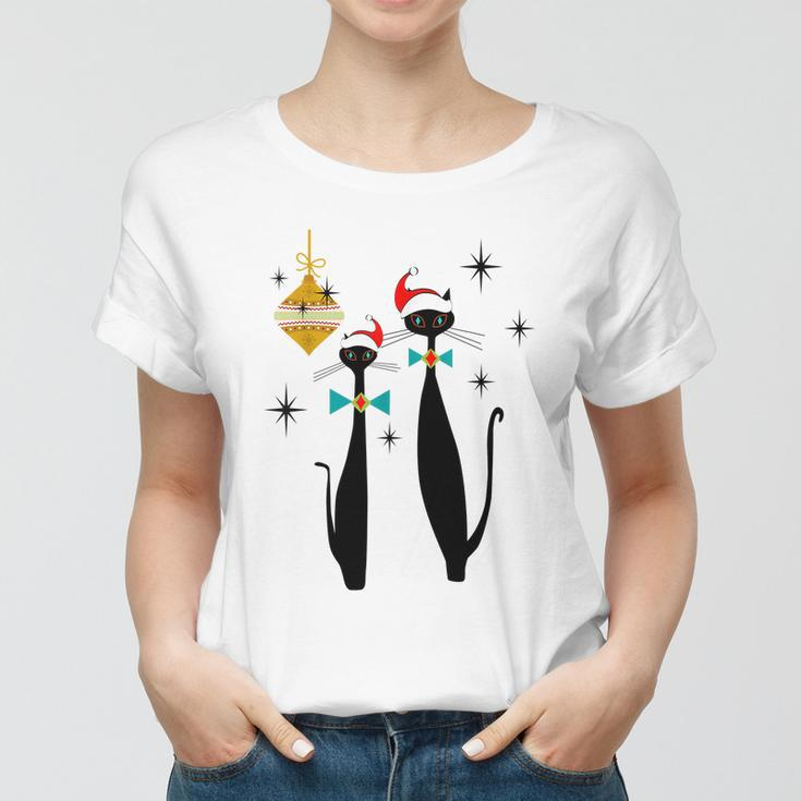 Retro Mid Century Modern Cool Cat Christmas Tshirt Women T-shirt