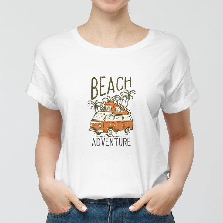 Van Car Parking On The Beach Women T-shirt