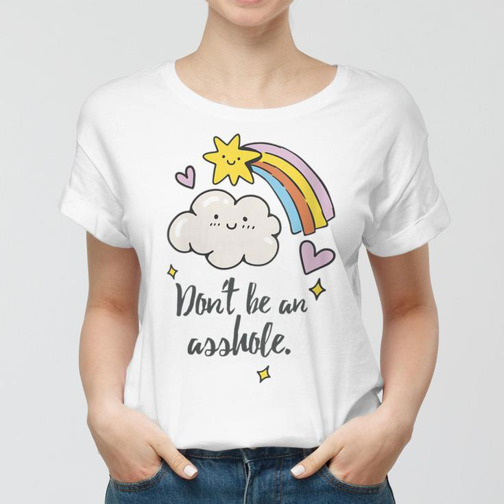 Womens Dont Be An Asshole Vintage Funny Rainbow & Star Psa Women T-shirt