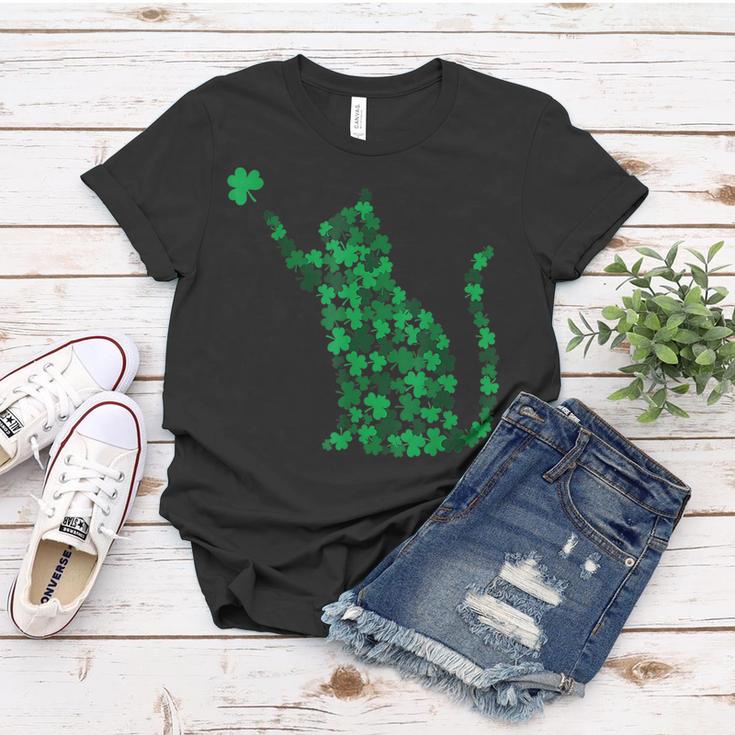 Cute Cat St Patricks Day Clover Lucky Cat Mom Shamrock Cat  Women T-shirt
