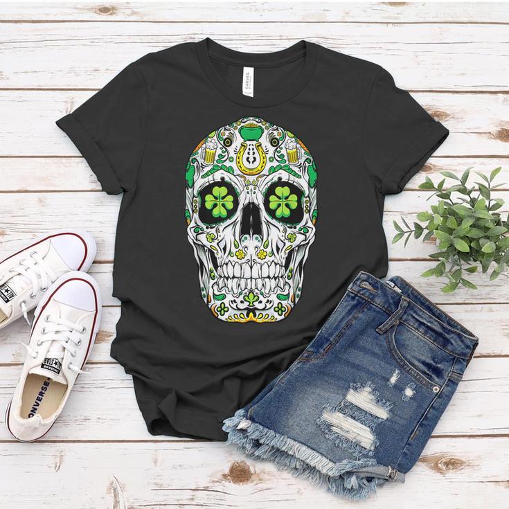 Sugar Skull St Patricks Day Of The Dead Women Shamrock Gifts  Women T-shirt