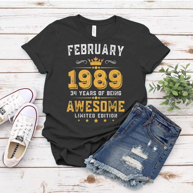 34 Years Old Gifts Vintage February 1989 34Th Birthday Women T-shirt Funny Gifts