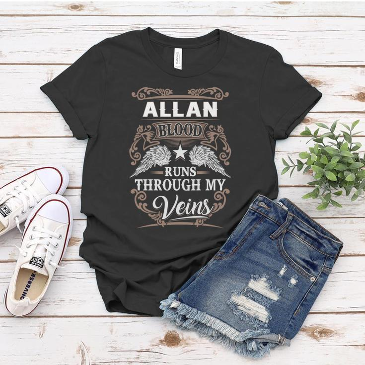 Allan Name - Allan Blood Runs Through My V Women T-shirt Funny Gifts