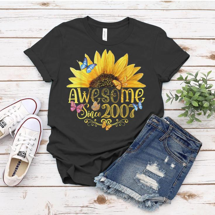 Awesome Since 2007 Sunflower 16Th Birthday Vintage 2007 Women T-shirt Funny Gifts