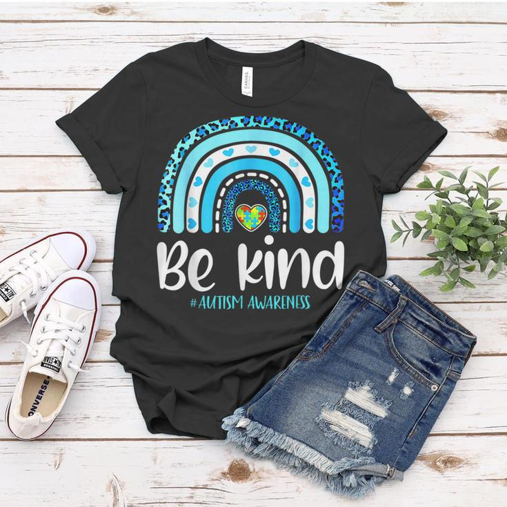 Be Kind Autism Awareness Women Girls Kids Leopard Rainbow Women T-shirt Unique Gifts