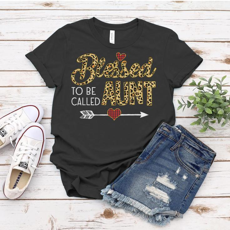 Blessed To Be Called Aunt Leopart Red Plaid Buffalo Xmas Women T-shirt Unique Gifts