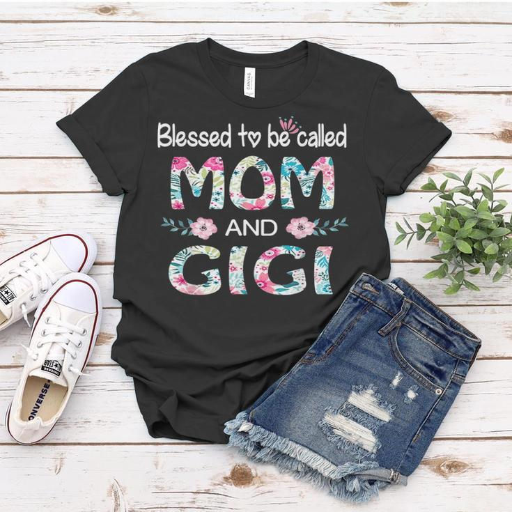 Blessed To Be Called Mom And Gigi Floral Gift For Gigi Women T-shirt Funny Gifts