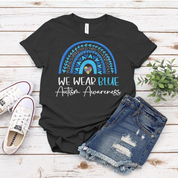 Blue Autism Awareness Month In April We Wear Blue Rainbow Women T-shirt Unique Gifts