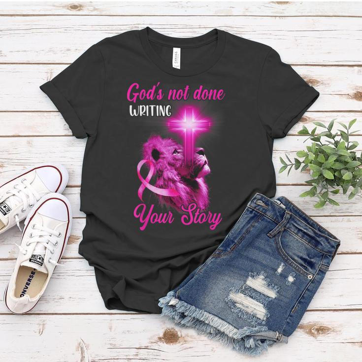 Christian Lion Cross Religious Quote Breast Cancer Awareness Women T-shirt Funny Gifts