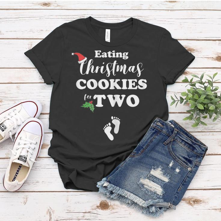 Christmas Pregnancy Mom To Be Eating Cookies For Two Gift For Womens Women T-shirt Unique Gifts