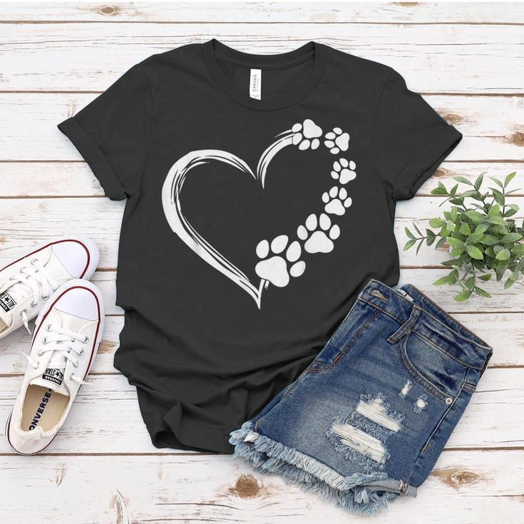 Cute Dog Puppy Dogs Paw Print Heart Gift Dog Mom Women T-shirt Unique Gifts