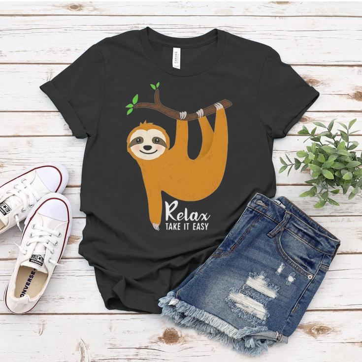 Cute Sloth With Funny Quote Relax Take It Easy Women T-shirt Funny Gifts