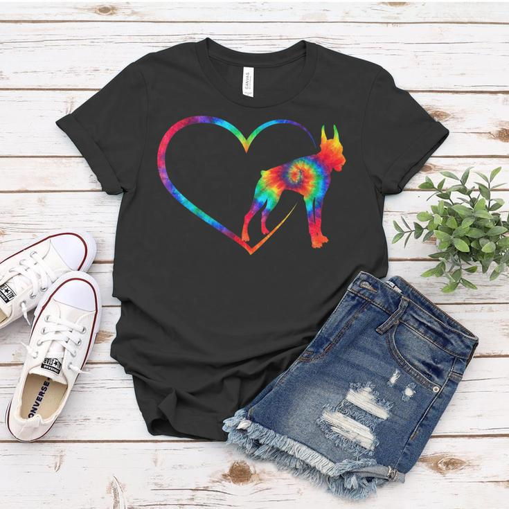 Cute Tiedye Heart Love Doberman Dog Mom Clothes Hippy Dobie Women T-shirt Unique Gifts