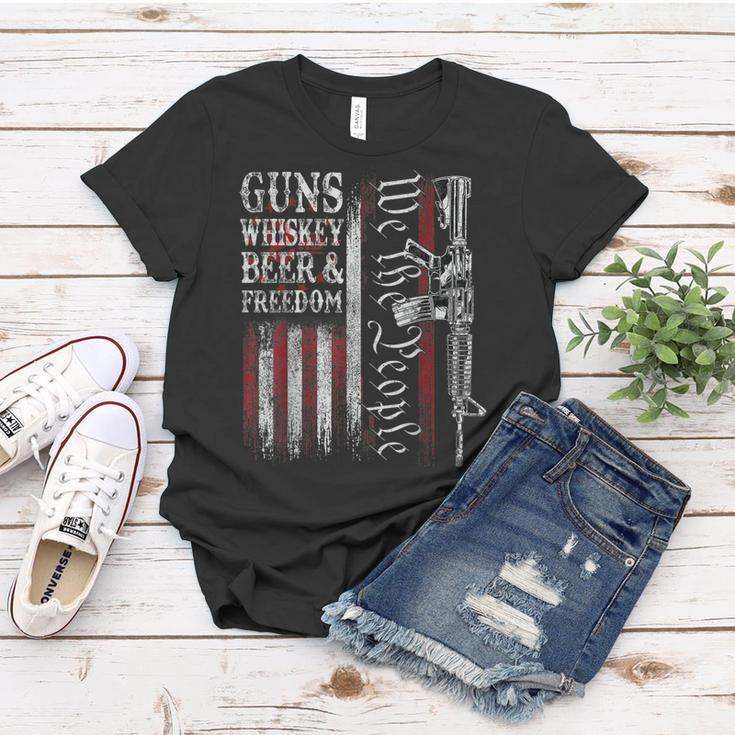 Dad Grandpa Veteran Us Flag Guns Whiskey Beer Freedom Women T-shirt Unique Gifts