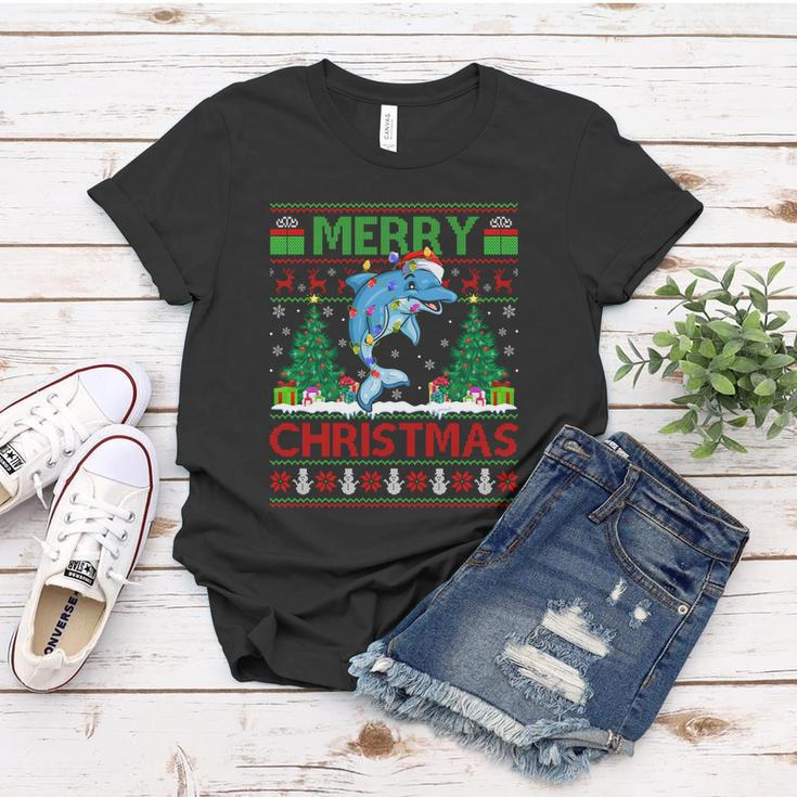 Dolphin Fish Lover Xmas Tree Ugly Santa Dolphin Christmas Gift Women T-shirt Unique Gifts