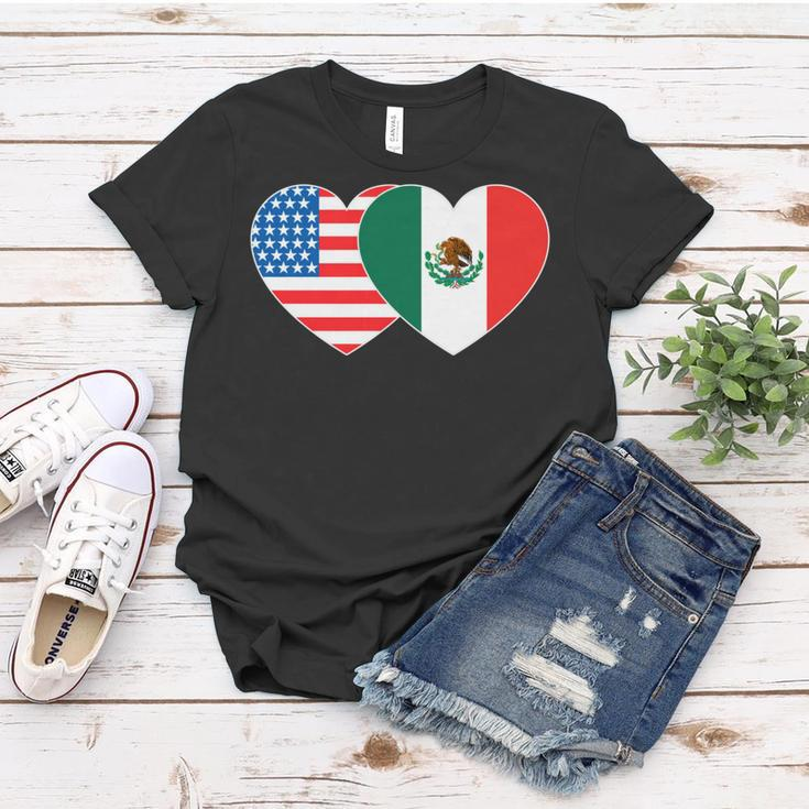 Doppelherz Mexiko & USA Flagge Langarmshirt für mexikanisch-amerikanische Patrioten Frauen Tshirt Lustige Geschenke