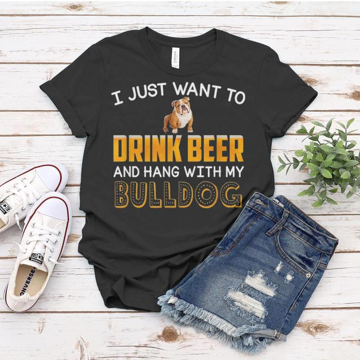 Drink Beer Hang With My English Bulldog Dad Mom Beer Day Women T-shirt Funny Gifts