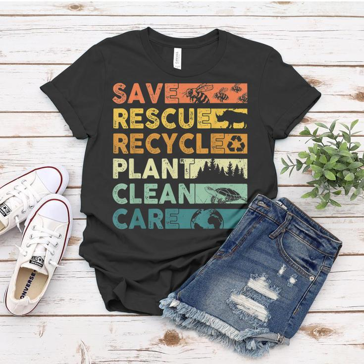 Earth Day 2023 Save Bees Rescue Animals Recycle Plastics Women T-shirt Funny Gifts