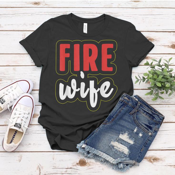 Feuerwehrfrau Ehefrau Damen Frauen Tshirt, Schwarz mit Aufschrift Lustige Geschenke