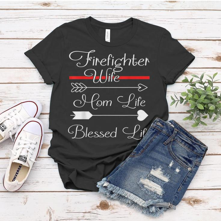 Firefighter Wife Mom Life Blessed Life V2 Women T-shirt Funny Gifts