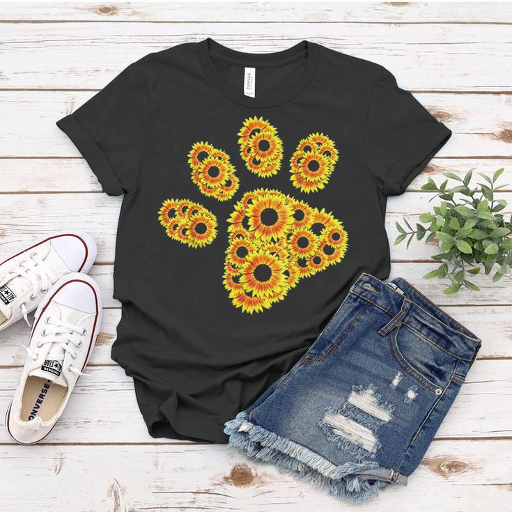 Flower Mom Pet Paw Print Of Sunflower Cat Or Dog Paw Women T-shirt Funny Gifts