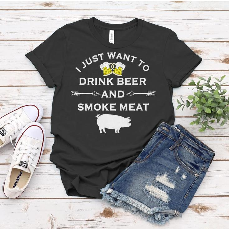 Funny Bbq Drink Beer Smoke Meat Grill Women T-shirt Funny Gifts