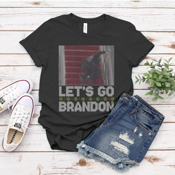 Funny Lets Go Brandon Falling Biden Ugly Christmas Sweater Women T-shirt Unique Gifts