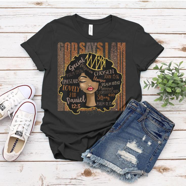 Funny Melanin Vintage Afro God Says I Am Black History Month V3 Women T-shirt Funny Gifts