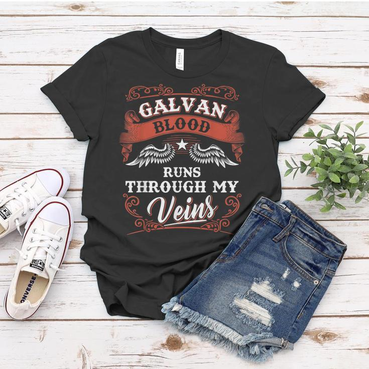 Galvan Blood Runs Through My Veins Family Christmas Women T-shirt Funny Gifts