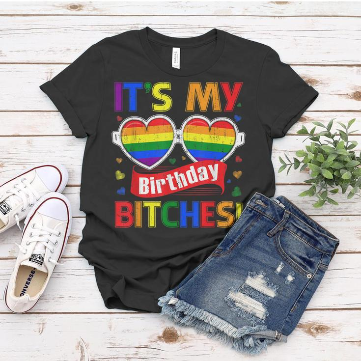 Gay Pride Rainbow Lgbt Its My Birthday Bitches Cute Glasses Women T-shirt Unique Gifts