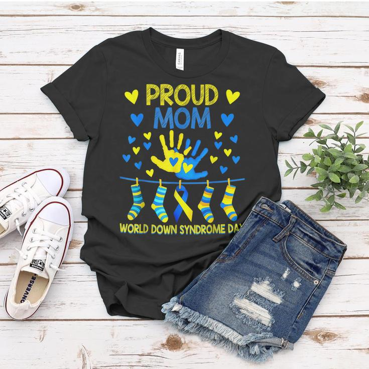 Gifts Proud Mom T21 World Down Syndrome Awareness Day Ribbon Women T-shirt Unique Gifts