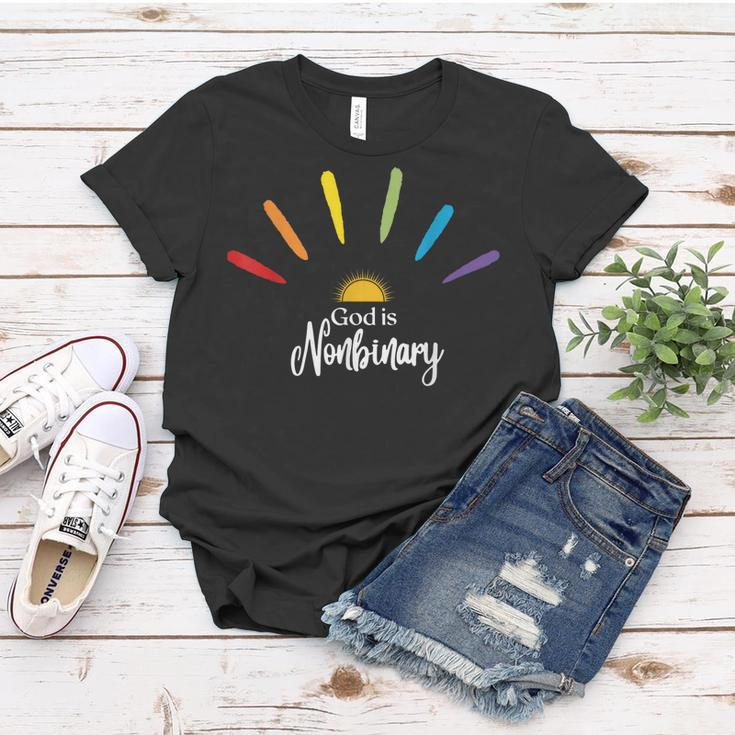 God Is Nonbinary Lgbt Non-Binary Women T-shirt Unique Gifts