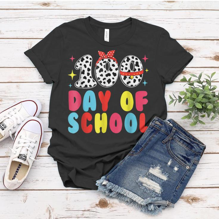 Happy 100 Day Of School Students Kids Dalmatian Dog Teachers Women T-shirt Funny Gifts