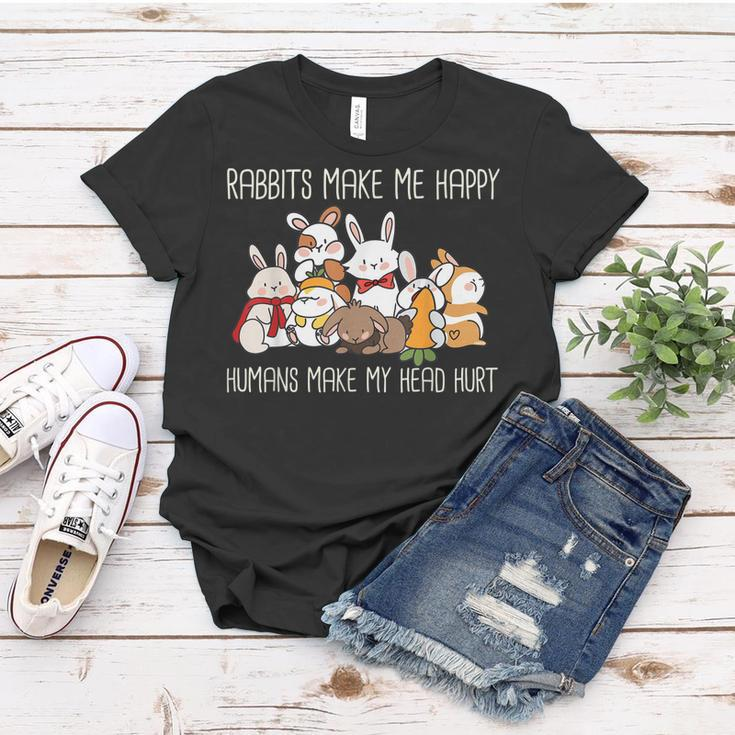 Hase Kaninchen Rabbits Make Me Happy Häschen Spruch Frauen Tshirt Lustige Geschenke
