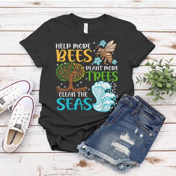 Help More Bees Plant More Trees Earth Day Climate Change Women T-shirt Funny Gifts