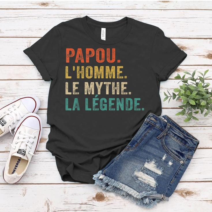 Herren Papou Lhomme Le Mythe Legende Vintage Papou Frauen Tshirt Lustige Geschenke